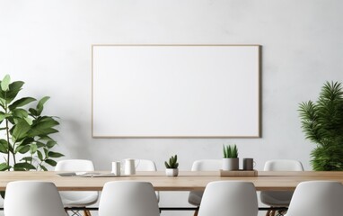 A white board is on the wall in a room with a table and chairs