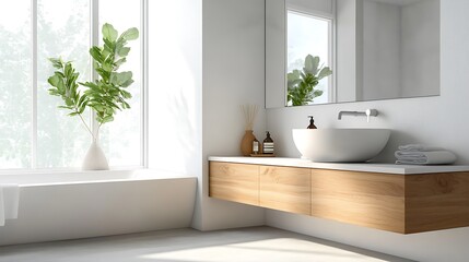 Modern Bathroom Design with White and Wood