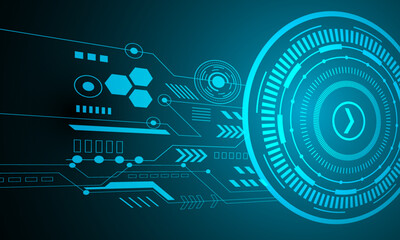 blue circles circuit lines hi tech technology networking abstract background