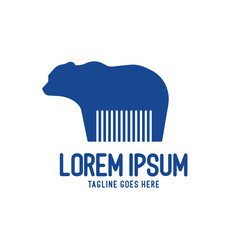 Bear Silhouette with Comb or Bar Code Icon Illustration Logo Design