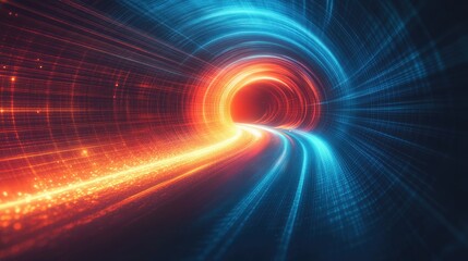 Fototapeta premium Abstract background with neon glowing lines