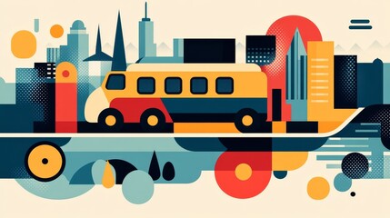 Vibrant Minimalist Transportation Vector Illustration