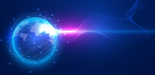 Futuristic planet or map of word cyberspace technology background editable