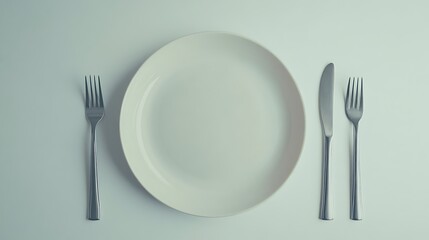 A plate and fork on a white background