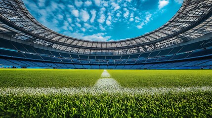 Empty Stadium with Green Grass