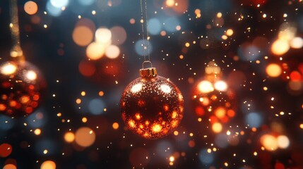 Festive Christmas Decorations: Vibrant Ornaments Illuminating a Joyful 3D Ambiance