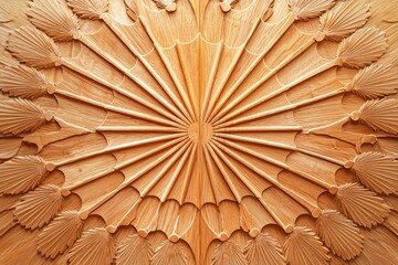 Laser-cut sunburst cedar wood for decorative flat lay backgrounds.