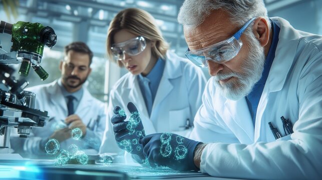 Scientists collaborate in advanced research to uncover breakthroughs in molecular biology and innovations in science