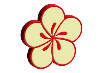 梅の花びらの3Dイラスト 和モダンのおしゃれなクリーム色の梅の花のアイコン素材