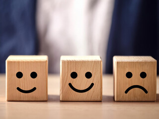 wooden blocks with facial expression