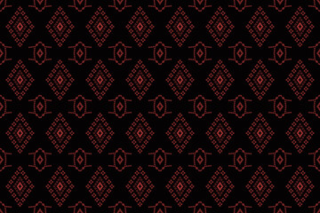 Geometric and cross stitch traditional ethnic pattern.floral pixel art embroidery. Elegance background abstract Aztec seamless pattern for fabric,cloth,dress,carpet,curtain,sarong,batik,wallpaper