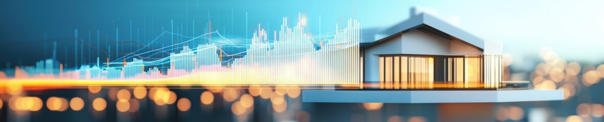 Obraz premium Luxury home with trend chart, indicating premium market values