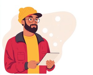 Male worker with project folder, isolated on a clear background