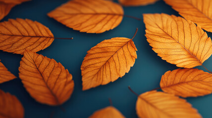 Obraz premium Macro view of autumn leaves with intricate textures and vibrant colors