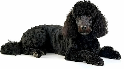 Elegant Black Poodle: A captivating portrait of a black standard poodle, its intelligent eyes and curly coat captivating the viewer. This image evokes a sense of grace, loyalty, and sophistication.  