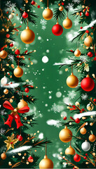 christmas greeting card with christmas tree