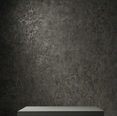 Empty slate gray pedestal with metallic sheen highlights for product presentation. Created with generative AI technology