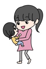 こどもを抱っこする女性（JPEG）