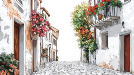 Fototapeta premium Charming Historic European Cobblestone Alley