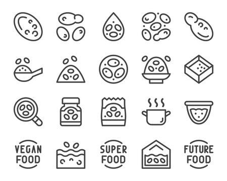 wolffia globosa line icon set