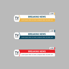 Lower third template. Set of TV banners and bars for news and sport channels, streaming and broadcasting