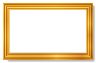 An Illustration elegant gold picture frame super realistic shape. Approximate frame size 330x220 cm, resolution 72 dpi. This image is NOT generated by Ai. The vector version is available in my gallery