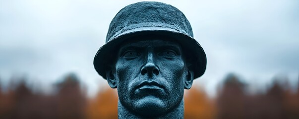 Soldier Statue Against Blurred Background
