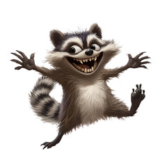 Fototapeta premium Dancing Raccoon Transparent Illustration