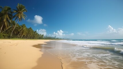 Serene Beach with Crystal Clear Water and Palm Trees