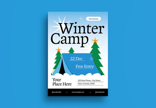 Blue Minimalism Maximal Winter Camp Flyer Layout