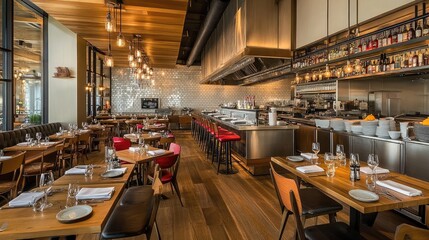 Modern Restaurant Interior with Warm Atmosphere
