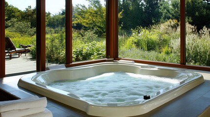 Relaxing Spa Bath with Scenic Nature View