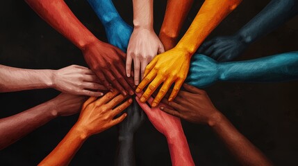 Unity through Diversity: Colorful Hands Coming Together