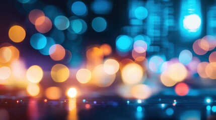 Vibrant bokeh lights creating a dreamy city atmosphere