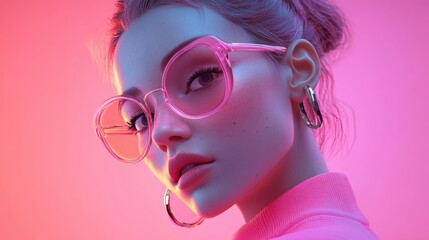 Digital rendering of a Gen-Z style girl as a virtual influencer, representing fashion and technology