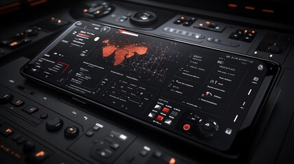 smartphone displaying an interactive holographic interface, symbolizing advanced technology, digital innovation, and the convergence of virtual and real-world experiences