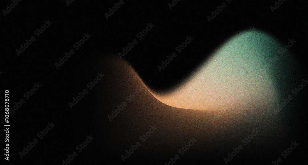 Wall mural gradient green orange grainy wave on black background, grainy gradient luminous color splash wave, a