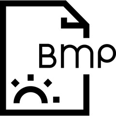 Black and White Illustration of a File Icon Featuring BMP Format Text, Showcasing Simplicity and Clarity in Digital Media Representation