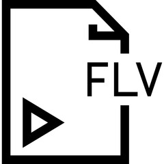 FLV File Format Logo Representing Video Content Stored in a Flash Container, Commonly Used for Online Streaming and Playback