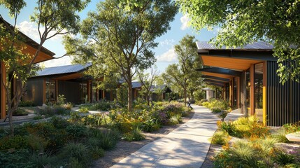 Naklejka premium Modern Eco-Friendly Houses Surrounded by Nature