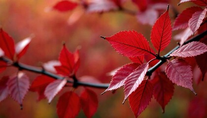Obraz premium Cherry Red Strands Among Autumn Foliage