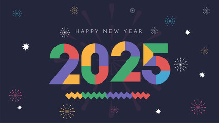 Happy New Year 2025 Geometrical modern style design concept illustration banner poster and  background