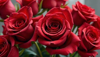 Naklejka premium Vivid Close-Up of Cherry Red Roses