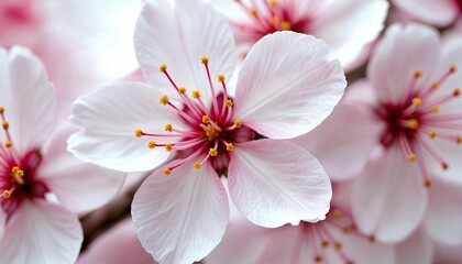Close-Up Cherry Blossom Crimson Stamens