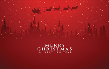 Christmas background with snowflakes, Cute Christmas Card with Christmas landscape and Claus Background