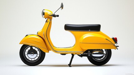 Classic yellow scooter isolated on a white background