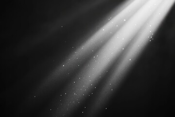 White light rays with a glow effect on a transparent black background