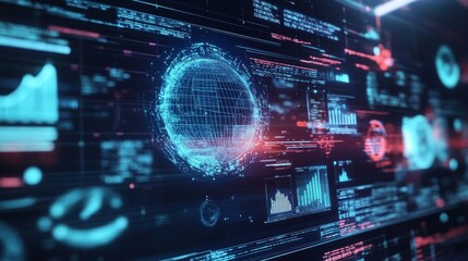 Fototapeta premium AI algorithm detecting patterns in big data visualized on a holographic screen.