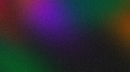 Abstract grainy color gradient texture background. Black purple blue green orange color noisy color, wave shaped, vibrant, bright, shine, glowing colors, website header design, cover, poster, banner