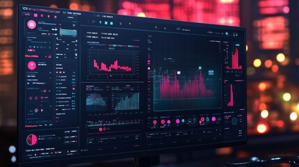 AI-driven analytics displayed on a digital interface with vivid colors and graphs.
